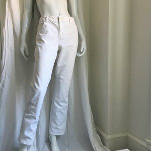 White denim straight leg jeans